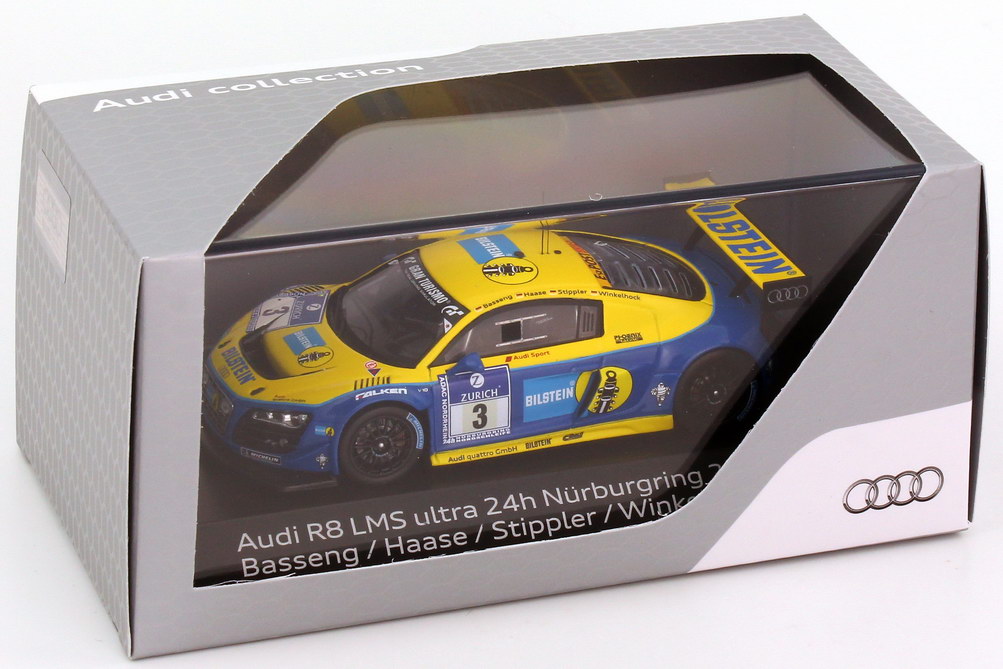 Foto 1:43 Audi R8 LMS ultra 24h Nürburgring 2012 Phoenix Racing, Bilstein Nr.3, Basseng / Haase / Stippler / Winkelhock Werbemodell Spark 5021200333