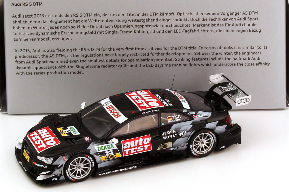 Foto 1:43 Audi RS 5 DTM 2013 ABT, Auto Test Nr.23, Scheider Werbemodell Spark 5021300143
