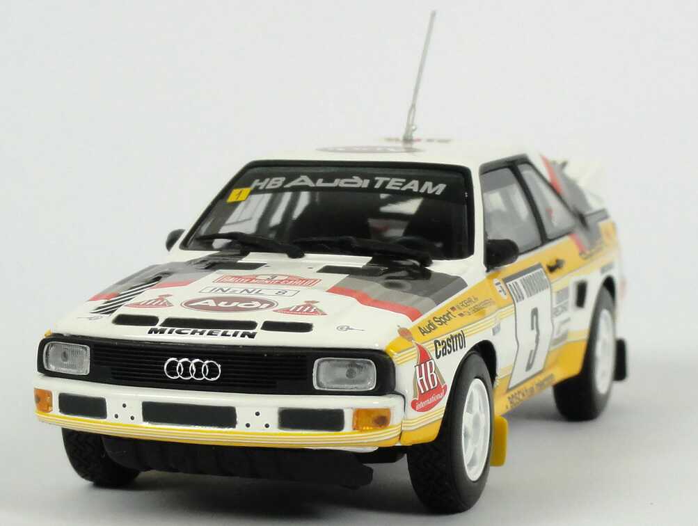 Foto 1:43 Audi Sport quattro Rallye Monte Carlo 1985 HB Audi Team Nr.3, Roehrl / Geistdörfer Werbemodell Minichamps 5030900303