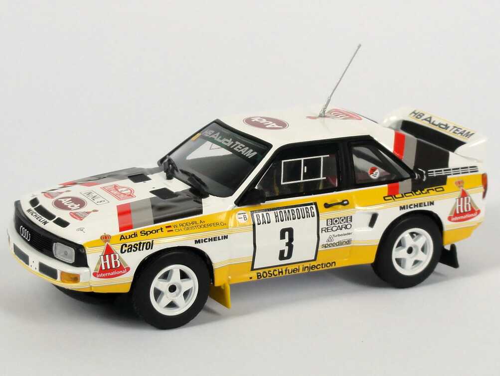 Foto 1:43 Audi Sport quattro Rallye Monte Carlo 1985 HB Audi Team Nr.3, Roehrl / Geistdörfer Werbemodell Minichamps 5030900303