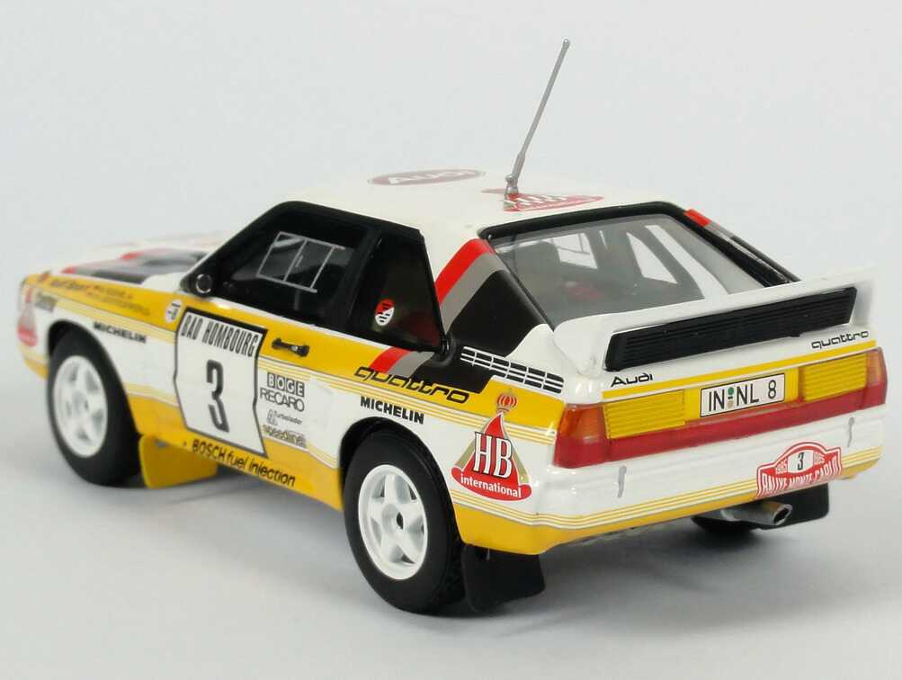 Foto 1:43 Audi Sport quattro Rallye Monte Carlo 1985 HB Audi Team Nr.3, Roehrl / Geistdörfer Werbemodell Minichamps 5030900303