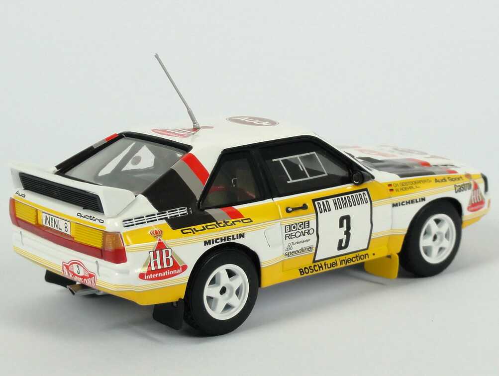 Foto 1:43 Audi Sport quattro Rallye Monte Carlo 1985 HB Audi Team Nr.3, Roehrl / Geistdörfer Werbemodell Minichamps 5030900303