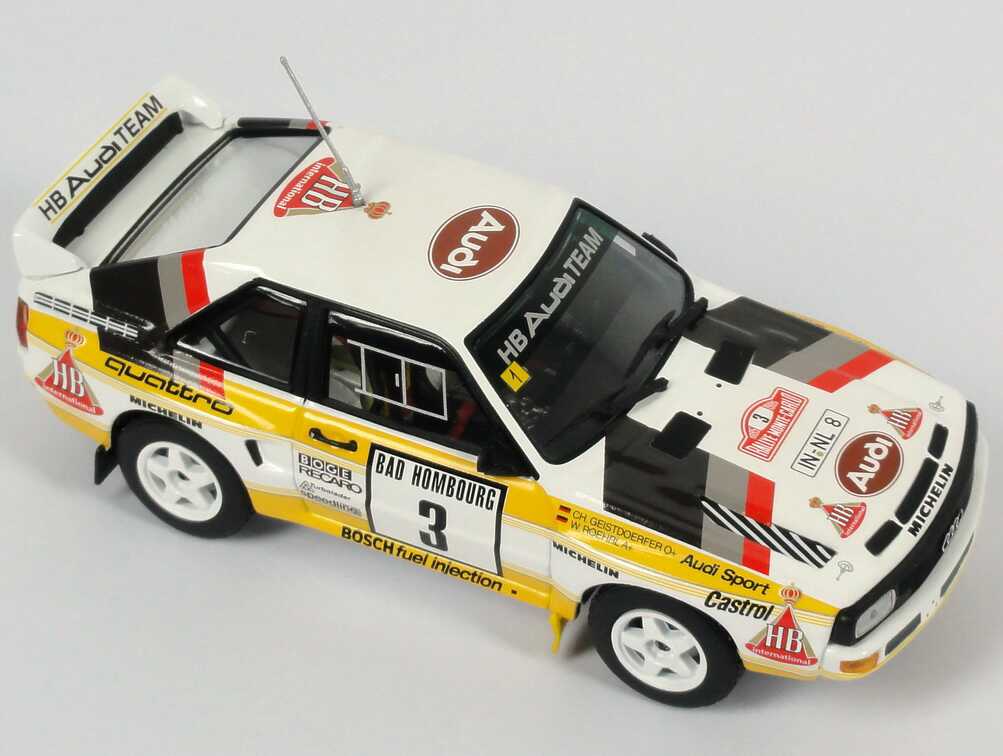 Foto 1:43 Audi Sport quattro Rallye Monte Carlo 1985 HB Audi Team Nr.3, Roehrl / Geistdörfer Werbemodell Minichamps 5030900303
