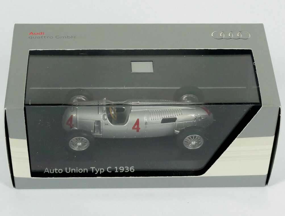 Foto 1:43 Auto Union Bergrennwagen Typ C 1936 Nr.4, Bernd Rosemeyer Werbemodell Minichamps 503.09.006.03