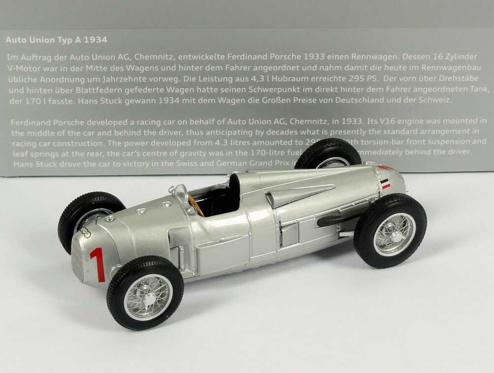 Foto 1:43 Auto Union Grand-Prix-Rennwagen Typ A (1934) Nr.1 Werbemodell Minichamps 503.09.008.03