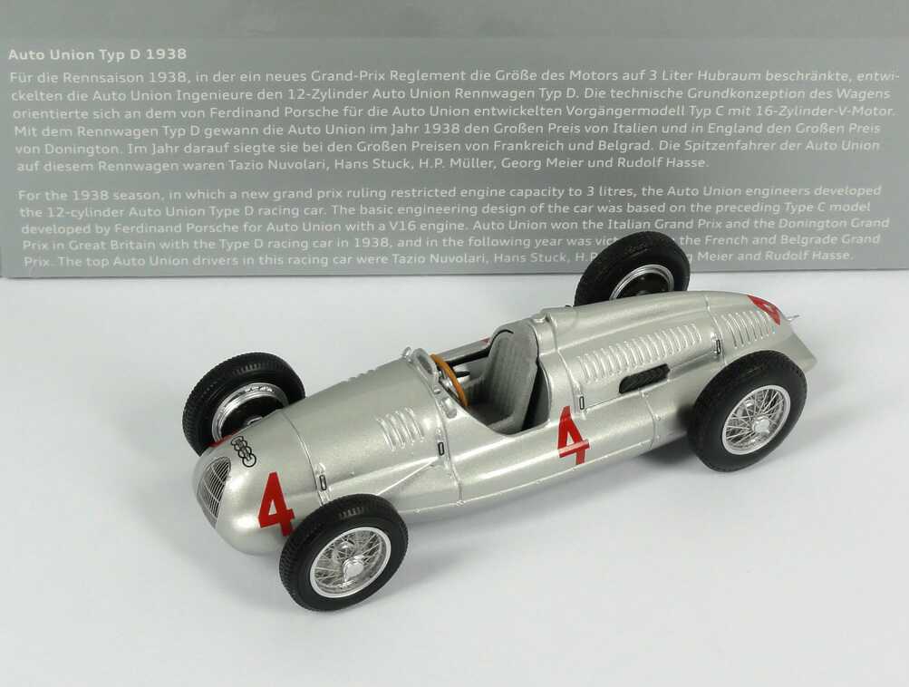 Foto 1:43 Auto Union Grand-Prix-Rennwagen Typ D 1938 Nr.4 Werbemodell Minichamps 503.09.007.03