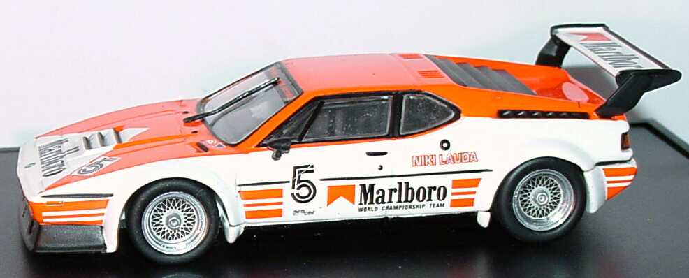 Foto 1:43 BMW M1 Procar-Serie 1979 Marlboro, Project Four Racing Nr.5, Niki Lauda Werbemodell Minichamps 80420309421
