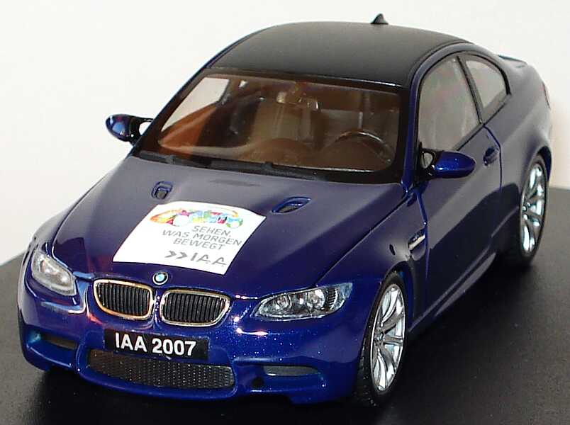 Foto 1:43 BMW M3 Coupé (E92) interlagosblau-met. Sehen, was morgen bewegt, IAA 2007 Werbemodell Minichamps 80420431647