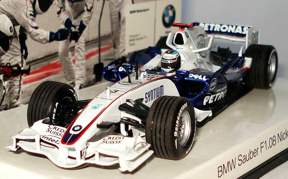 Foto 1:43 BMW Sauber F1.08 Formel 1 2008 Petronas Nr.3, Nick Heidfeld Werbemodell Minichamps 80420444652