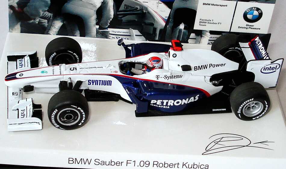 Foto 1:43 BMW Sauber F1.09 Formel 1 2009 Petronas Nr.5, Robert Kubica Werbemodell Minichamps 80422155796