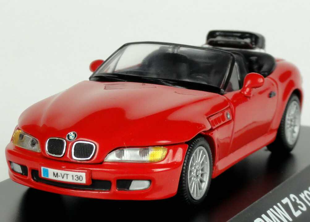 Foto 1:43 BMW Z3 roadster rot mit Träger auf Kofferraumdeckel Werbemodell Schuco 80429422112