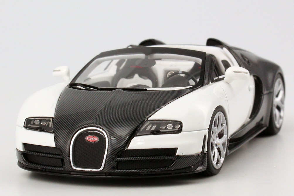Foto 1:43 Bugatti Veyron 16.4 Grand Sport Vitesse carbon-schwarz/weiß Looksmart LS396C