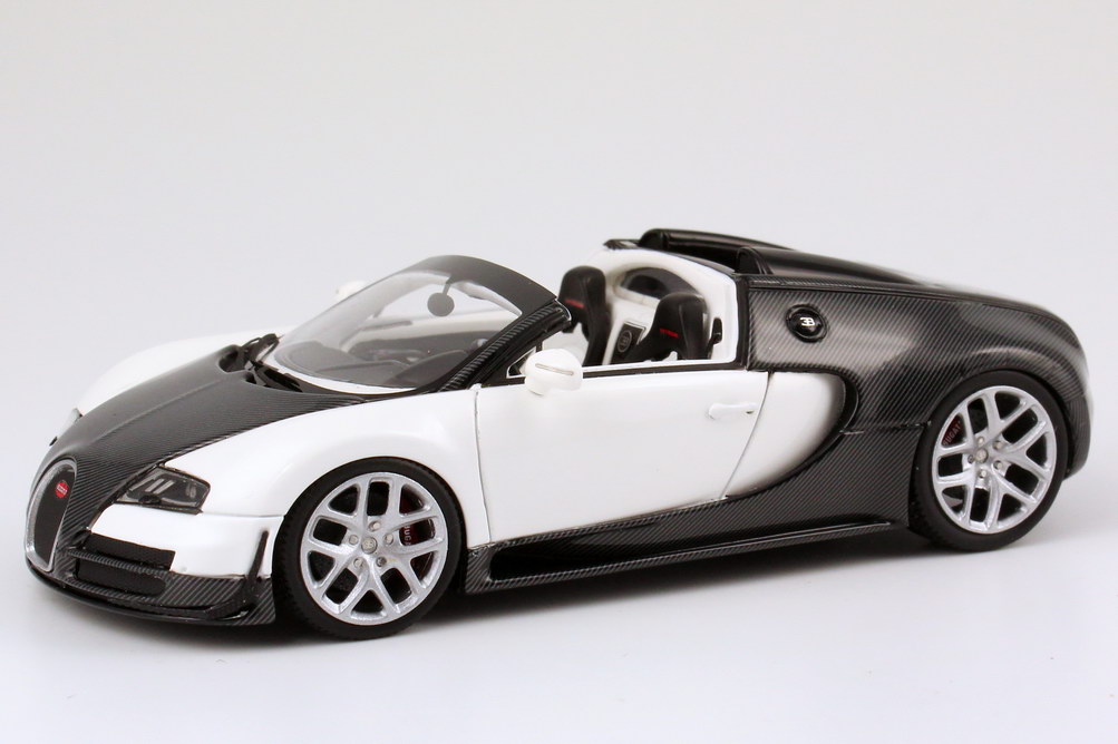 Foto 1:43 Bugatti Veyron 16.4 Grand Sport Vitesse carbon-schwarz/weiß Looksmart LS396C