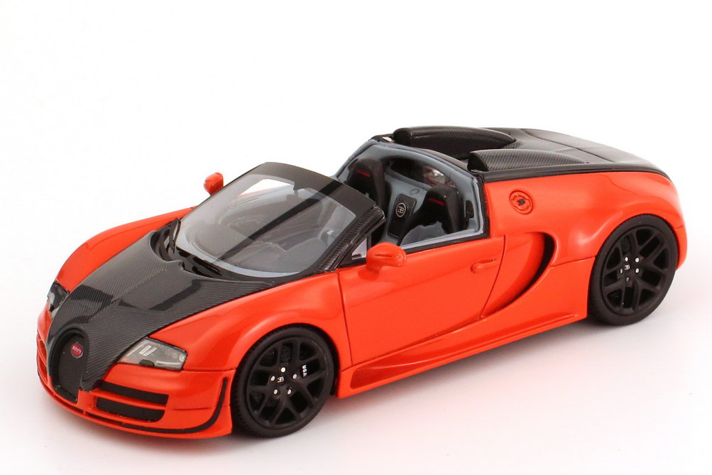 Foto 1:43 Bugatti Veyron 16.4 Grand Sport Vitesse orange/carbon-schwarz Looksmart LS396D