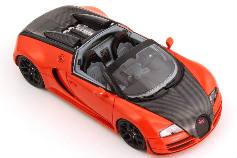 Foto 1:43 Bugatti Veyron 16.4 Grand Sport Vitesse orange/carbon-schwarz Looksmart LS396D