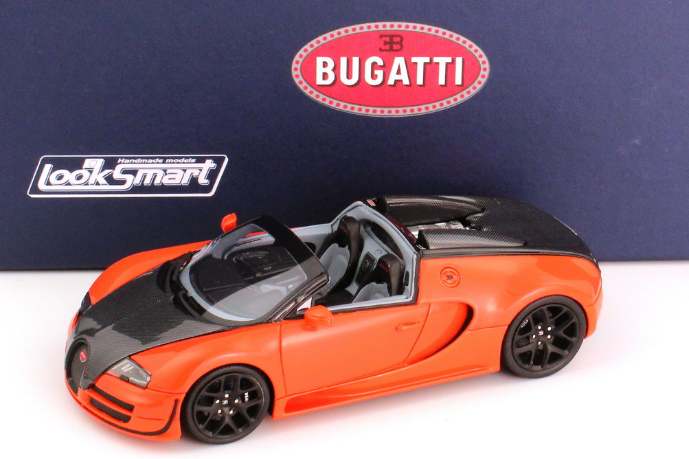 Foto 1:43 Bugatti Veyron 16.4 Grand Sport Vitesse orange/carbon-schwarz Looksmart LS396D