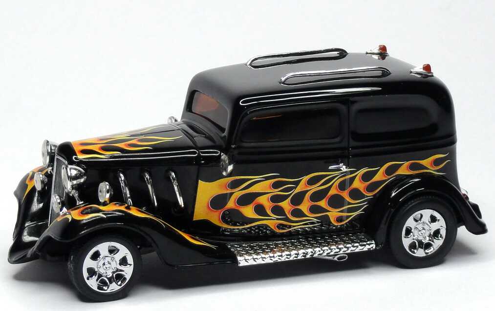 Foto 1:43 Ford Model B Hot Rod schwarz mit Flammen-Design Minichamps 400142260