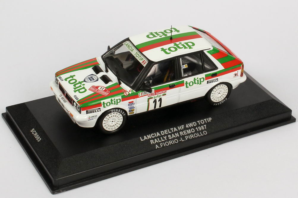 Foto 1:43 Lancia Delta HF 4WD Rally San Remo 1987 Totip Nr.11, Fiorio / Pirollo Ixo SCR003