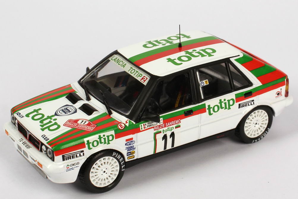 Foto 1:43 Lancia Delta HF 4WD Rally San Remo 1987 Totip Nr.11, Fiorio / Pirollo Ixo SCR003