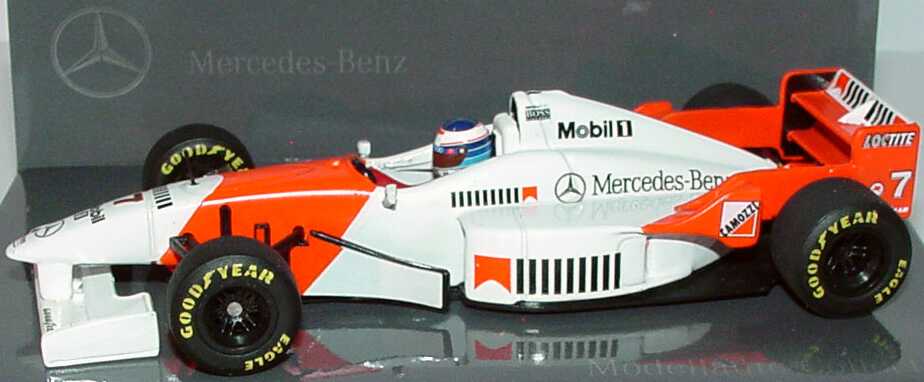 Foto 1:43 McLaren Mercedes MP4/11 Formel 1 1996 Nr.7, Mika Hakkinen Werbemodell Minichamps B66005905