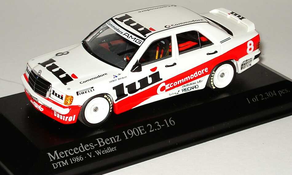 Foto 1:43 Mercedes-Benz 190E 2.3-16 DTM 1986 Lui, Commodore Nr.8, Volker Weidler Minichamps B66040445