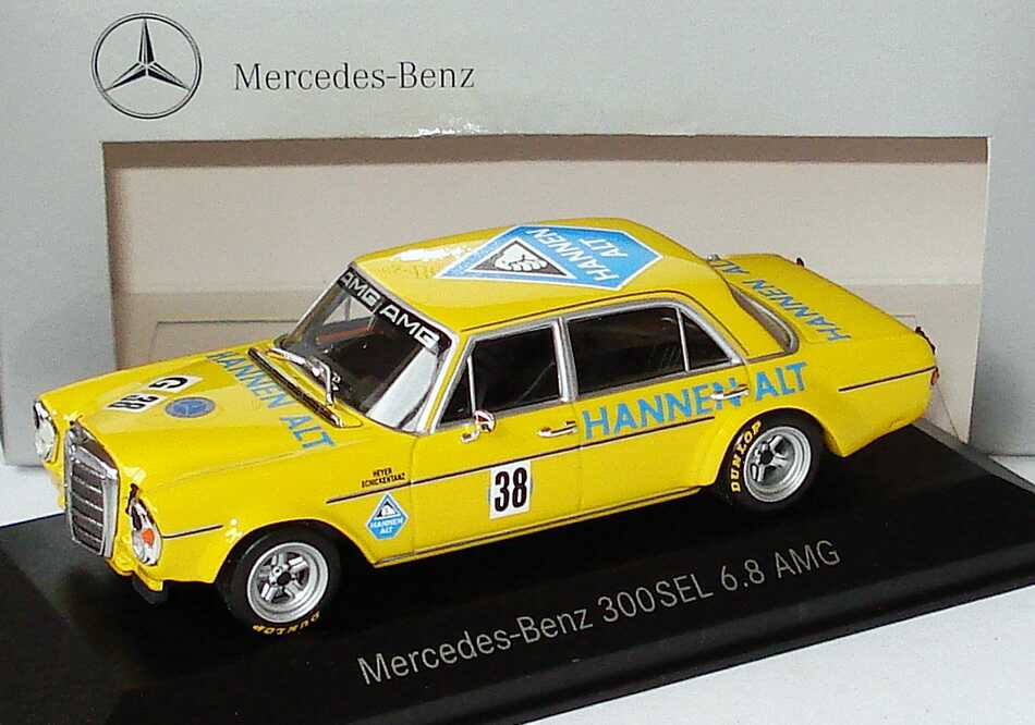 Foto 1:43 Mercedes-Benz 300SEL 6.8 AMG Hannen Alt Nr.38, Heyer / Schickentanz (Hockenheim AvD-MHSTC Saison Finale 1971) Werbemodell Minichamps B66040581