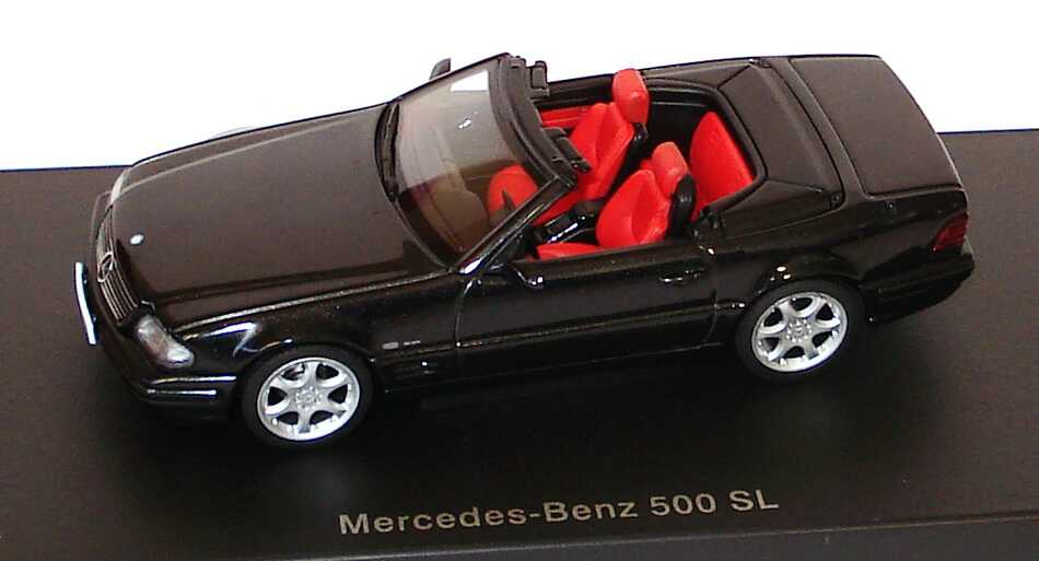 Foto 1:43 Mercedes-Benz 500SL (R129, Modell 98) schwarz-met. Final Edition Werbemodell AUTOart B66040579