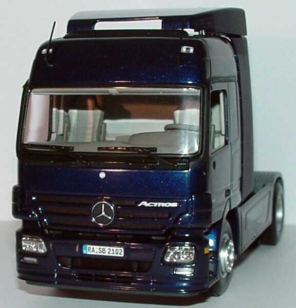 Foto 1:43 Mercedes-Benz Actros L MP2 Fv Cv 2a Szgm marineblau-met. Werbemodell Minichamps B66000515