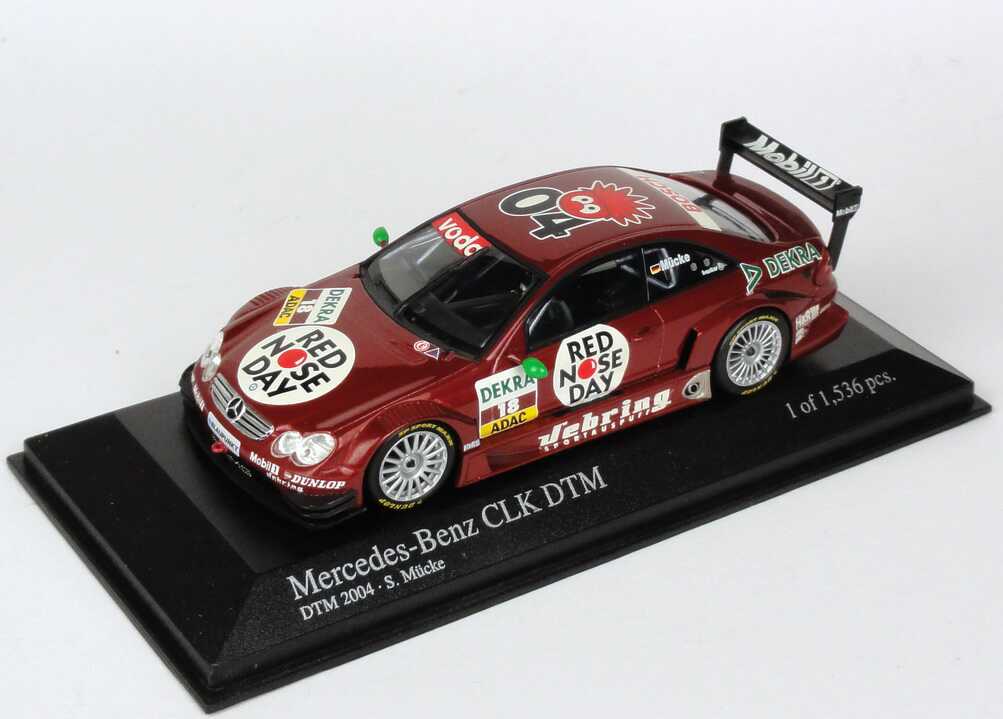 Foto 1:43 Mercedes-Benz CLK DTM 2004 Persson, Red Nose Day Nr.18, Stefan Mücke Minichamps 400043318