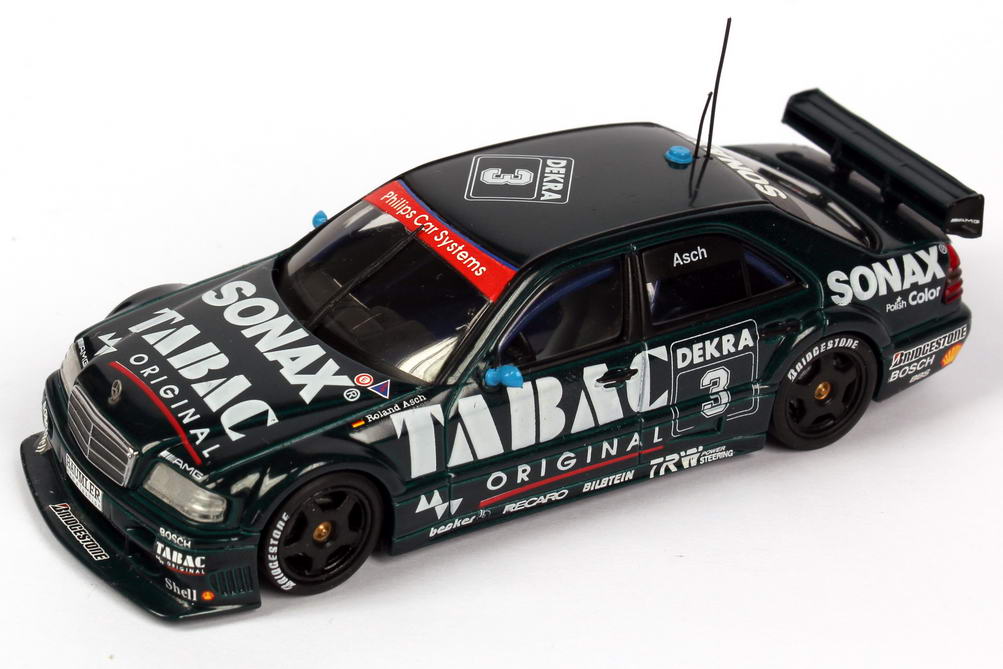 Foto 1:43 Mercedes-Benz C 180 DTM 1994 AMG, Tabac/Sonax Nr.3, Roland Asch Werbemodell Minichamps B66005013