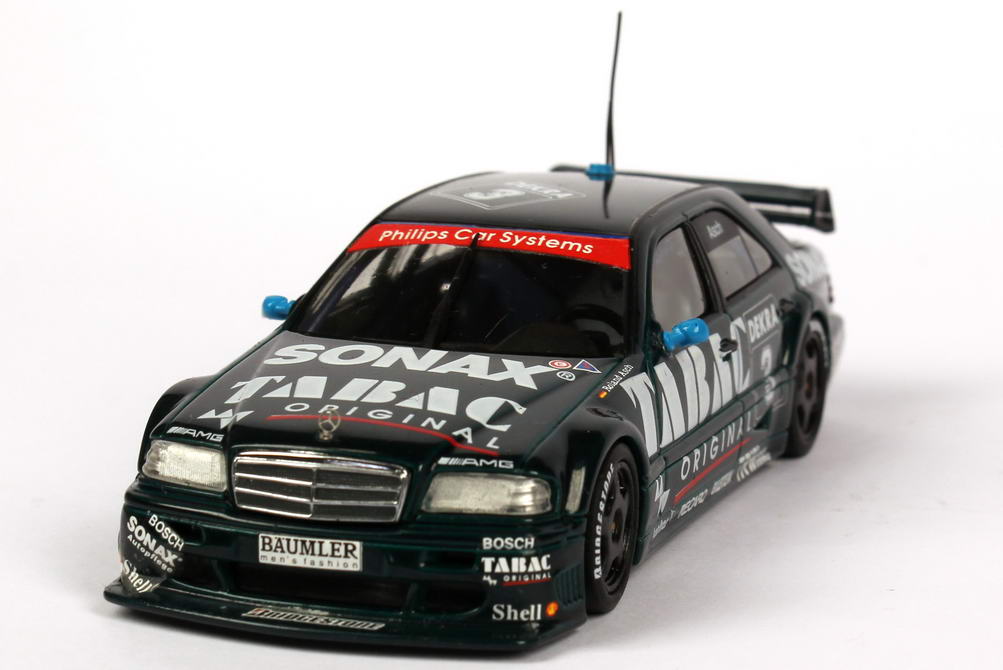 Foto 1:43 Mercedes-Benz C 180 DTM 1994 AMG, Tabac/Sonax Nr.3, Roland Asch Werbemodell Minichamps B66005013