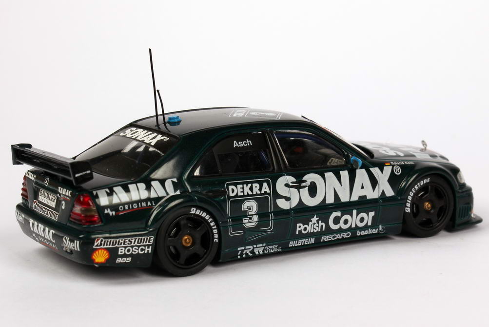 Foto 1:43 Mercedes-Benz C 180 DTM 1994 AMG, Tabac/Sonax Nr.3, Roland Asch Werbemodell Minichamps B66005013