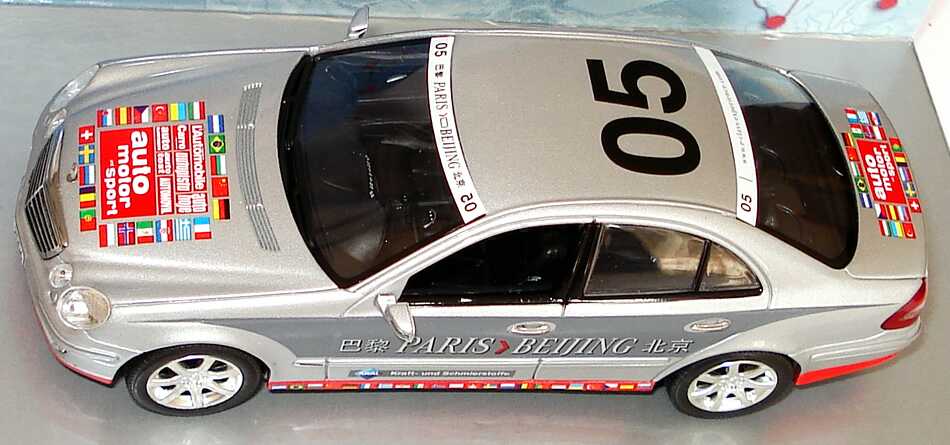 Foto 1:43 Mercedes-Benz E-Klasse Facelift (W211) Rallye Paris-Peking Team auto, motor und sport Nr.05 Werbemodell Minichamps B66962261