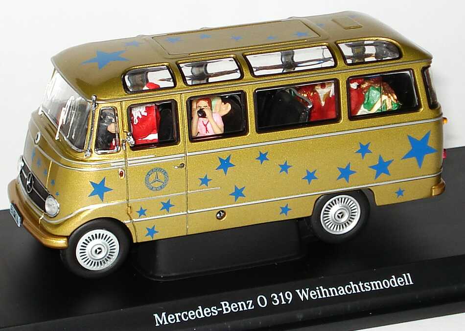 Foto 1:43 Mercedes-Benz O 319 Weihnachtsmodell gold-met. mit Insassen Am Weihnachtsmorgen ein Mercedes-Benz Werbemodell Schuco B66045945
