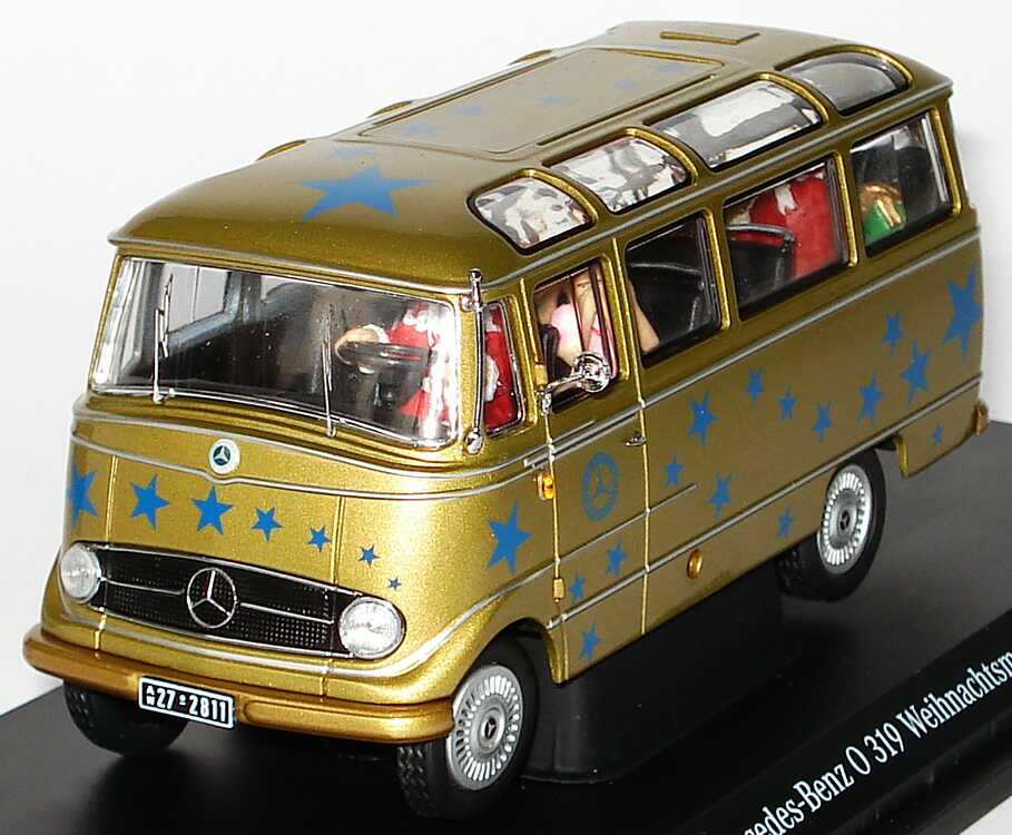 Foto 1:43 Mercedes-Benz O 319 Weihnachtsmodell gold-met. mit Insassen Am Weihnachtsmorgen ein Mercedes-Benz Werbemodell Schuco B66045945