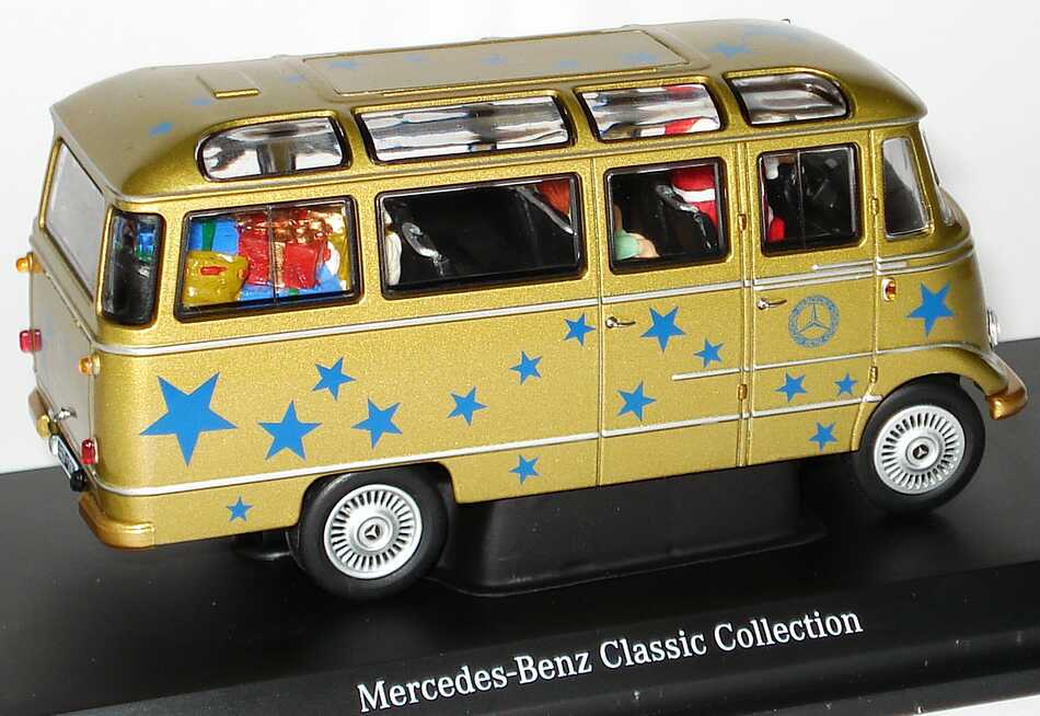 Foto 1:43 Mercedes-Benz O 319 Weihnachtsmodell gold-met. mit Insassen Am Weihnachtsmorgen ein Mercedes-Benz Werbemodell Schuco B66045945