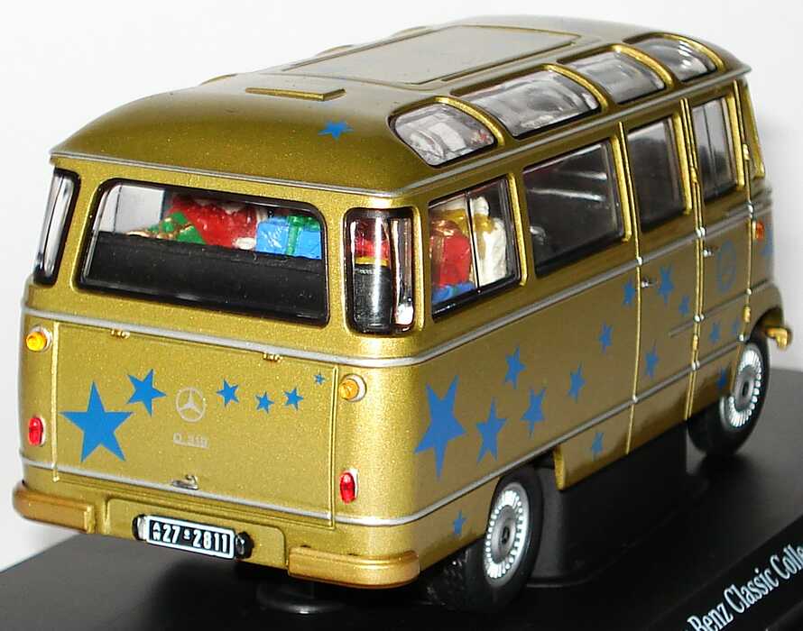 Foto 1:43 Mercedes-Benz O 319 Weihnachtsmodell gold-met. mit Insassen Am Weihnachtsmorgen ein Mercedes-Benz Werbemodell Schuco B66045945