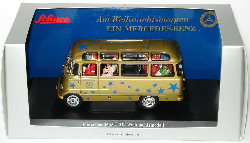Foto 1:43 Mercedes-Benz O 319 Weihnachtsmodell gold-met. mit Insassen Am Weihnachtsmorgen ein Mercedes-Benz Werbemodell Schuco B66045945