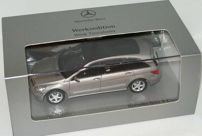 Foto 1:43 Mercedes-Benz R-Klasse (W251) 2005 cubanitsilber-met. Werksedition Werk Tuscaloosa Werbemodell Minichamps B66962243