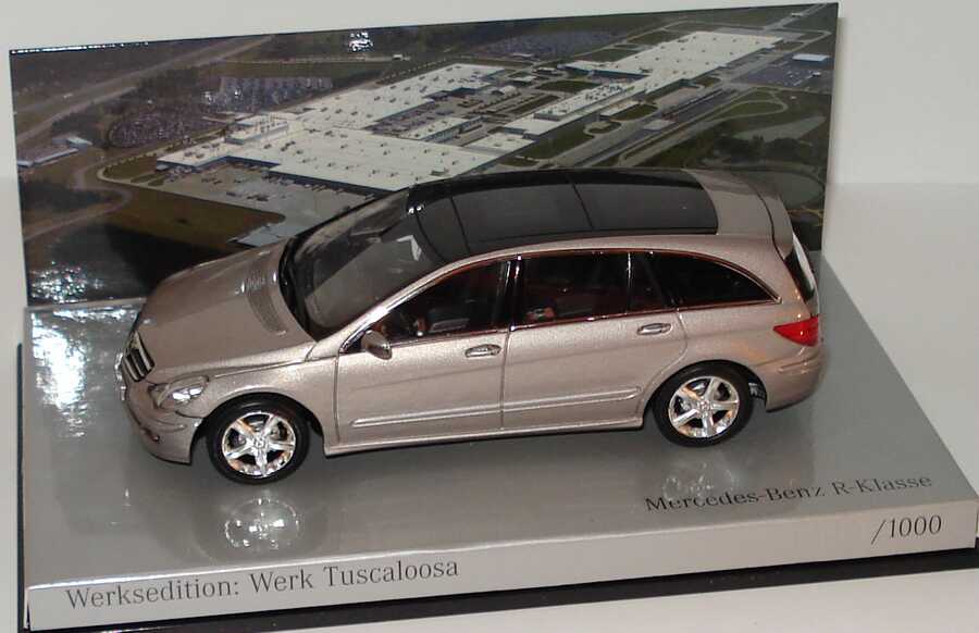 Foto 1:43 Mercedes-Benz R-Klasse (W251) 2005 cubanitsilber-met. Werksedition Werk Tuscaloosa Werbemodell Minichamps B66962243