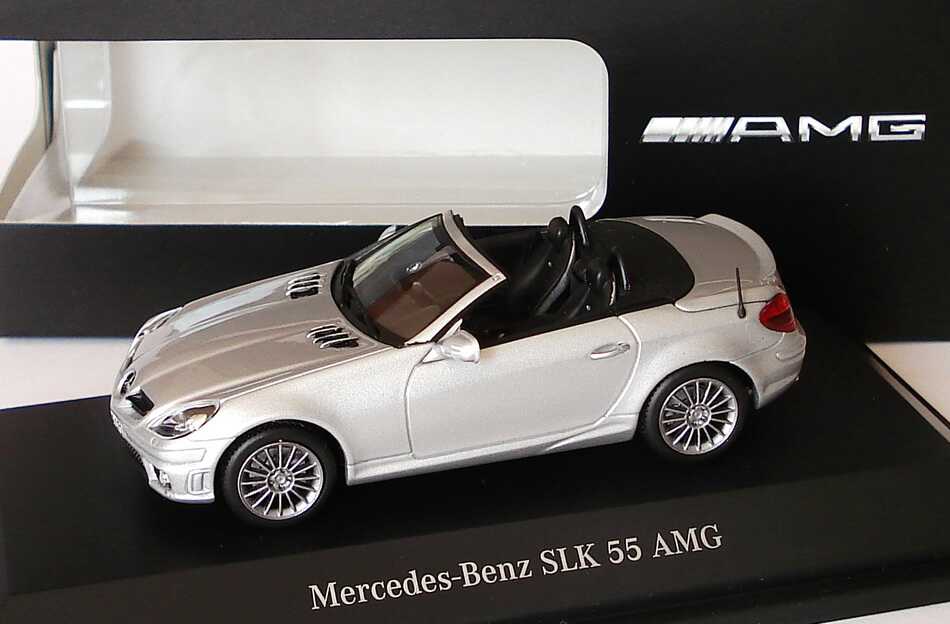 Foto 1:43 Mercedes-Benz SLK 55 AMG Facelift 2008 (R171) iridiumsilber-met. Werbemodell Minichamps B66960019