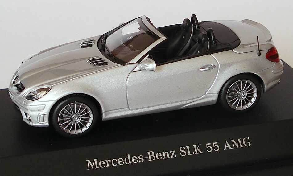 Foto 1:43 Mercedes-Benz SLK 55 AMG Facelift 2008 (R171) iridiumsilber-met. Werbemodell Minichamps B66960019