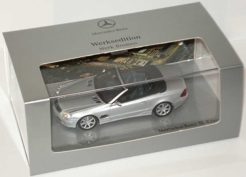 Foto 1:43 Mercedes-Benz SL 500 (R230) brillantsilber-met. Werksedition Werk Bremen Werbemodell Minichamps B66962241