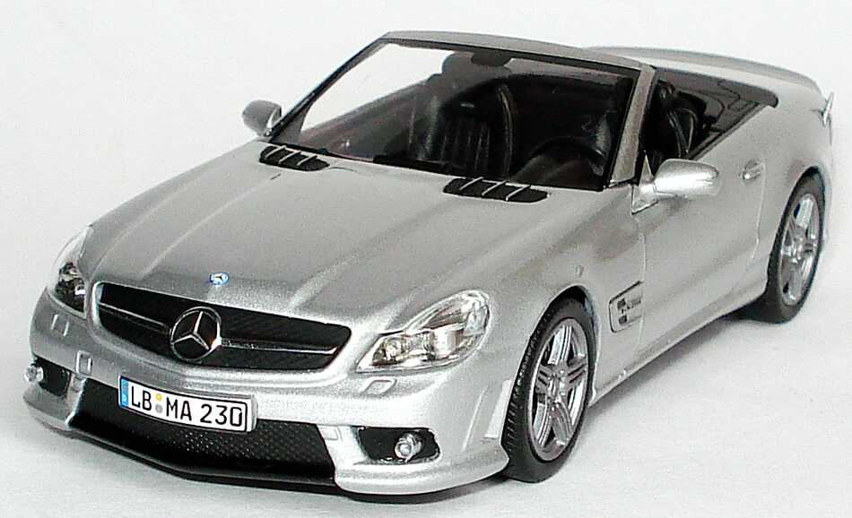 Foto 1:43 Mercedes-Benz SL 63 AMG (R230, Modell 2008) silber-met. Werbemodell Minichamps B66960018