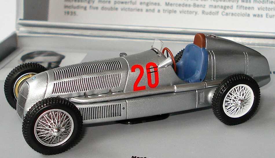Foto 1:43 Mercedes-Benz Silberpfeil W25 Nr.20, Manfred von Brauchitsch, Sieger Eifelrennen 1934 75 Jahre Silberpfeil Werbemodell Minimax B66041001