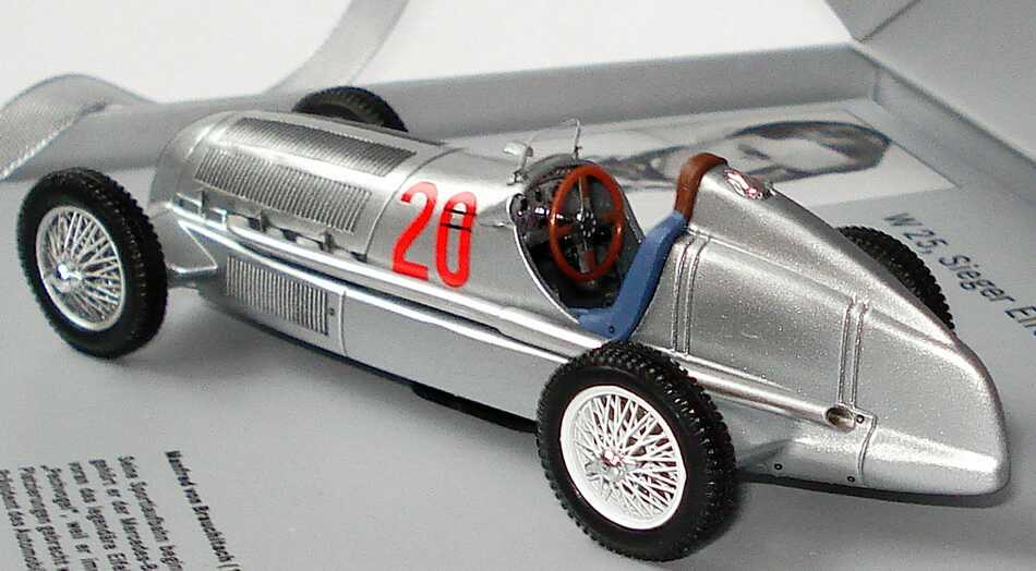 Foto 1:43 Mercedes-Benz Silberpfeil W25 Nr.20, Manfred von Brauchitsch, Sieger Eifelrennen 1934 75 Jahre Silberpfeil Werbemodell Minimax B66041001