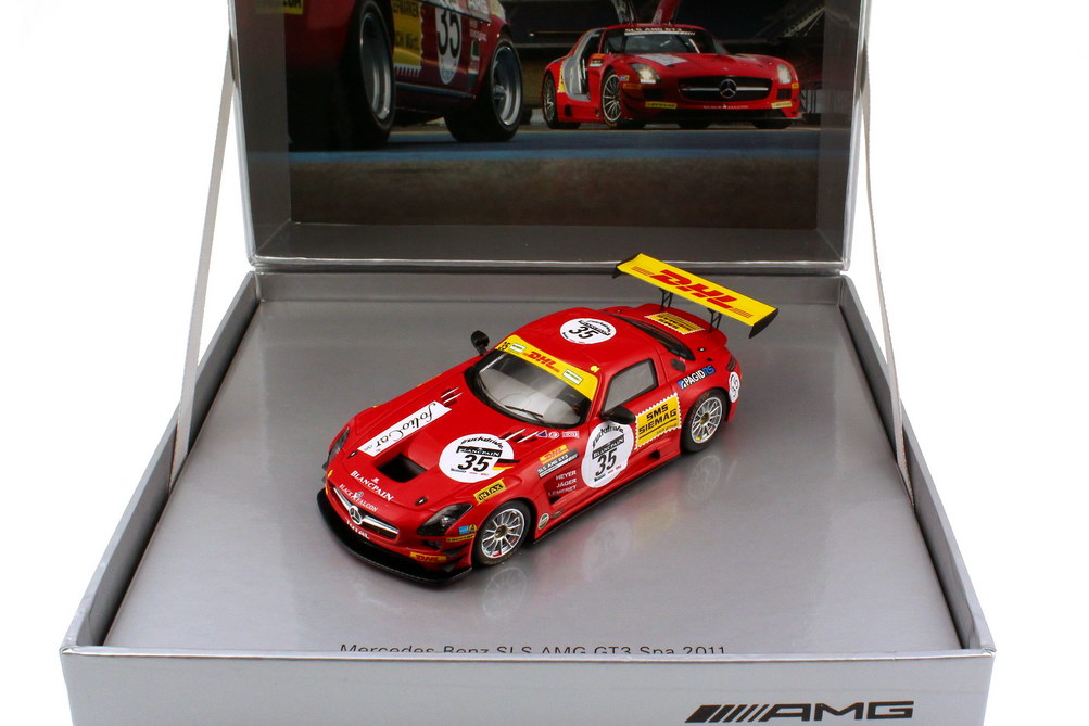 Foto 1:43 Mercedes-Benz SLS AMG GT3 (C197) 24h Spa 2011 Black Falcon, DHL Nr.35, Heyer / Jäger / Lemeret Werbemodell Spark B66960012