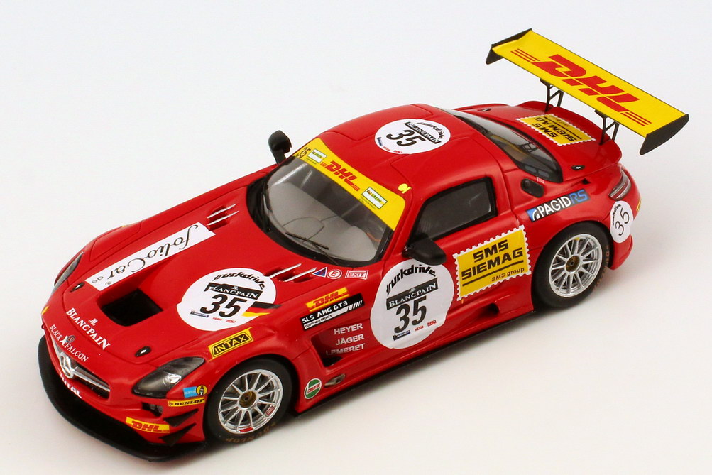Foto 1:43 Mercedes-Benz SLS AMG GT3 (C197) 24h Spa 2011 Black Falcon, DHL Nr.35, Heyer / Jäger / Lemeret Werbemodell Spark B66960012