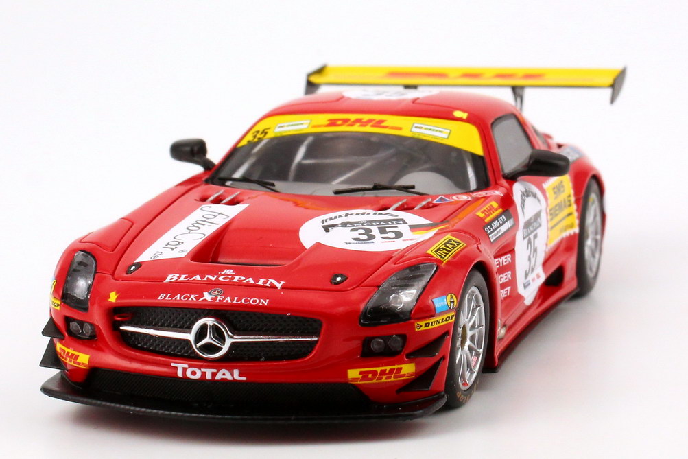Foto 1:43 Mercedes-Benz SLS AMG GT3 (C197) 24h Spa 2011 Black Falcon, DHL Nr.35, Heyer / Jäger / Lemeret Werbemodell Spark B66960012