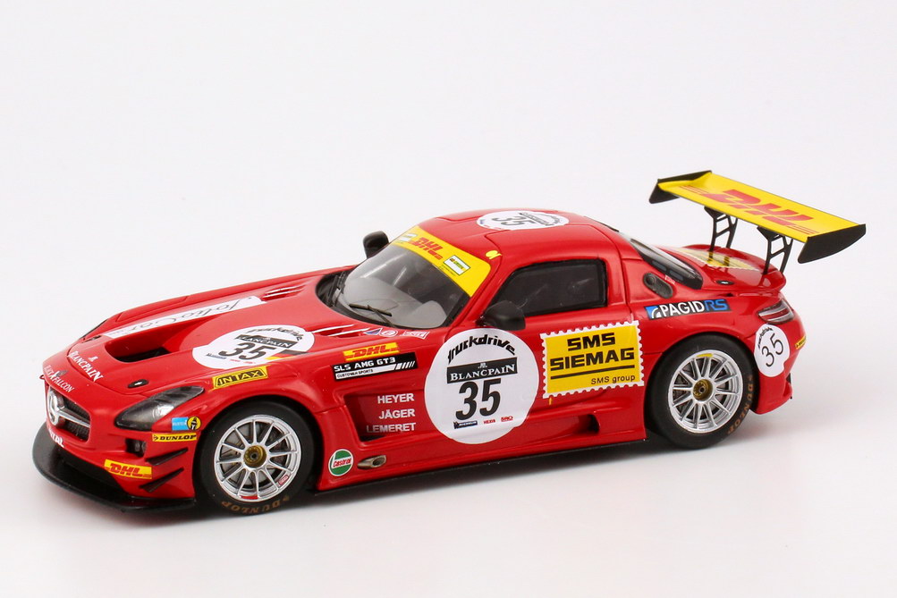 Foto 1:43 Mercedes-Benz SLS AMG GT3 (C197) 24h Spa 2011 Black Falcon, DHL Nr.35, Heyer / Jäger / Lemeret Werbemodell Spark B66960012
